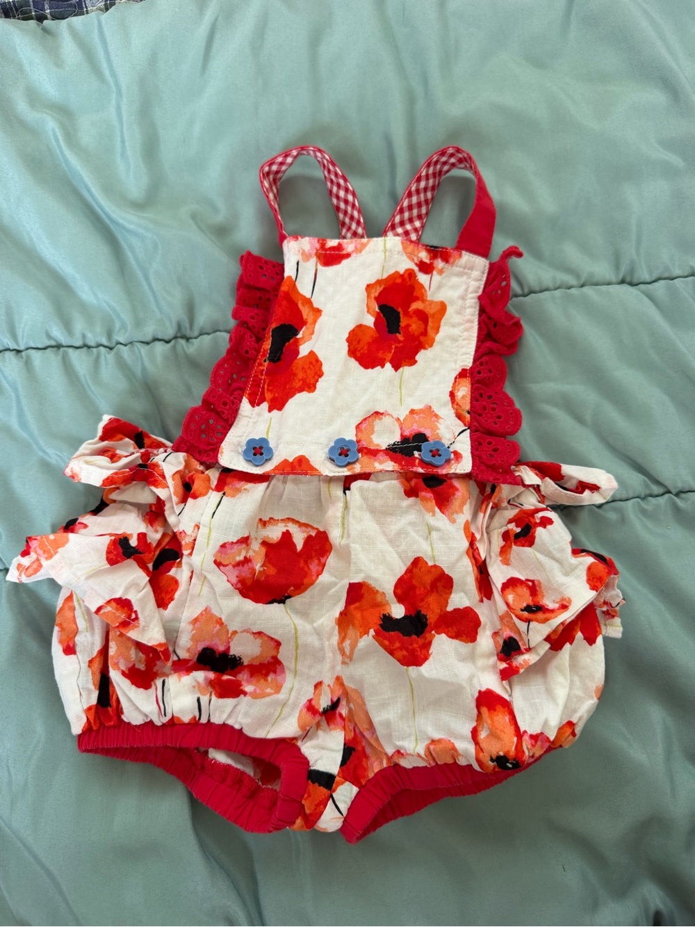 Matilda Jane Baby Floral Poppy Romper in Red & White